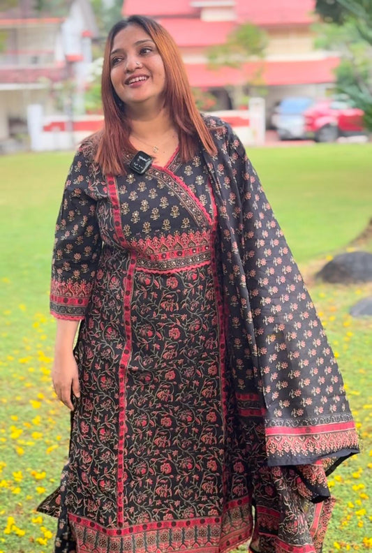 BLACK COTTON SALWAR SUIT SET - 30405