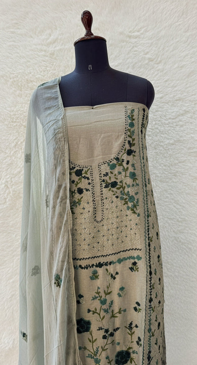 PASTEL GREEN SILK SALWAR MATERIAL - 30393