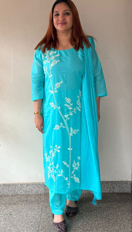 OCEAN BLUE FULL COTTON SALWAR SET - 30409