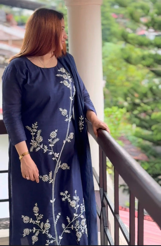 NAVY BLUE FULL COTTON SALWAR SET - 30408