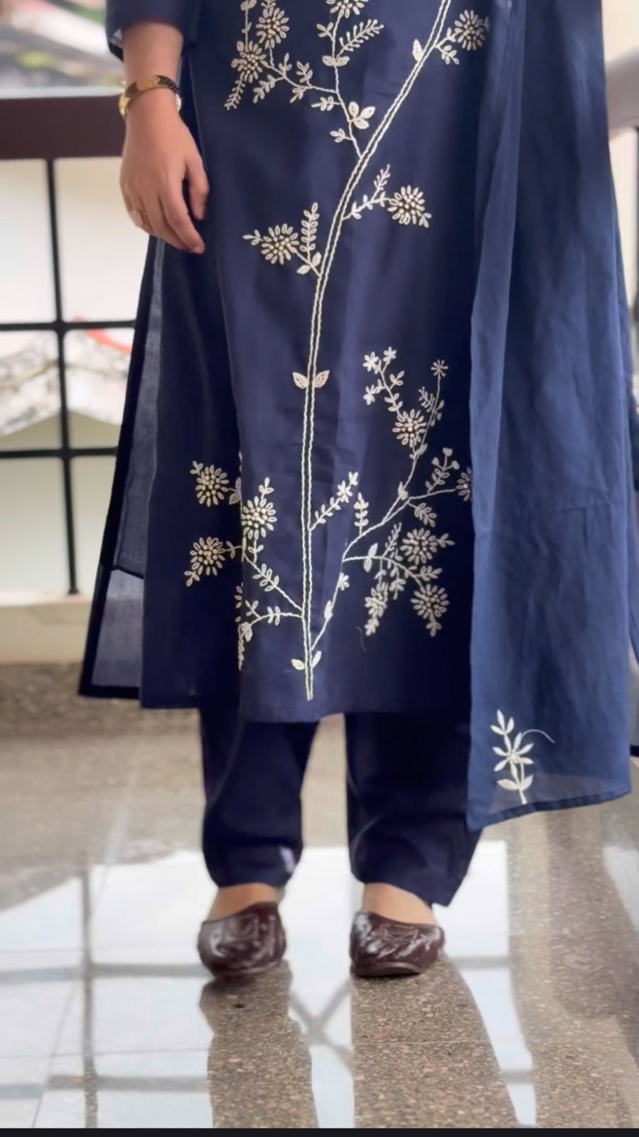 NAVY BLUE FULL COTTON SALWAR SET - 30408
