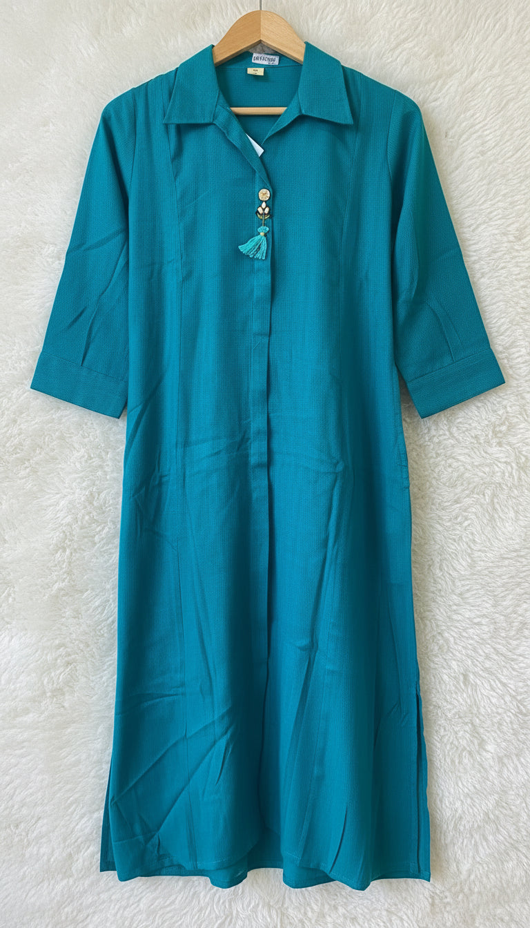 (OFFER) PEACOCK BLUE TOP - 2441