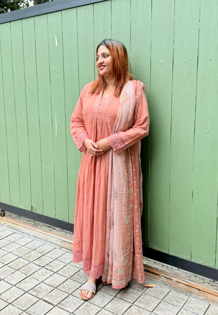 SOFT COTTON PEACH SALWAR FULL SET - 30422