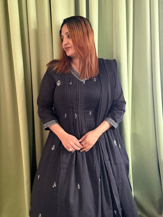 MUL COTTON BLACK SALWAR FULL SET - 30423