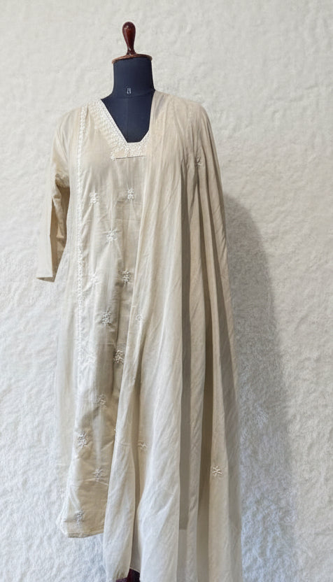 CREAM COTTON FULL SALWAR SET - 30475