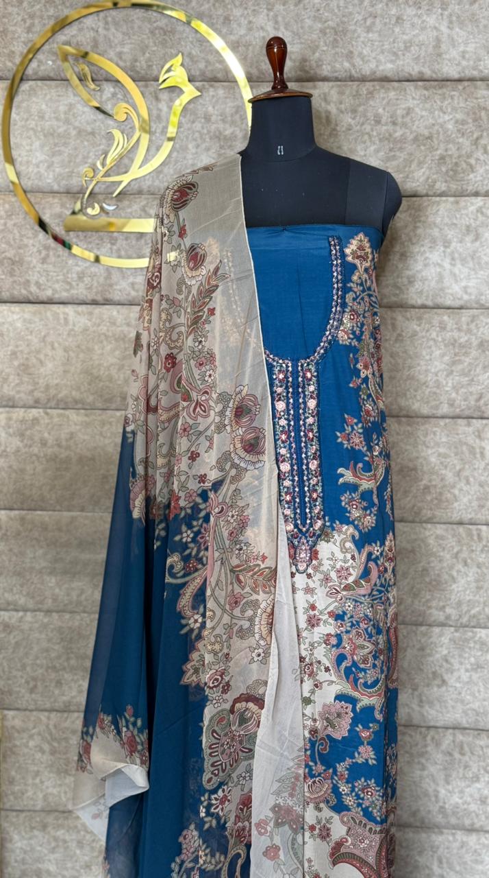 SEMI CRAPE SALWAR MATERIAL -30499