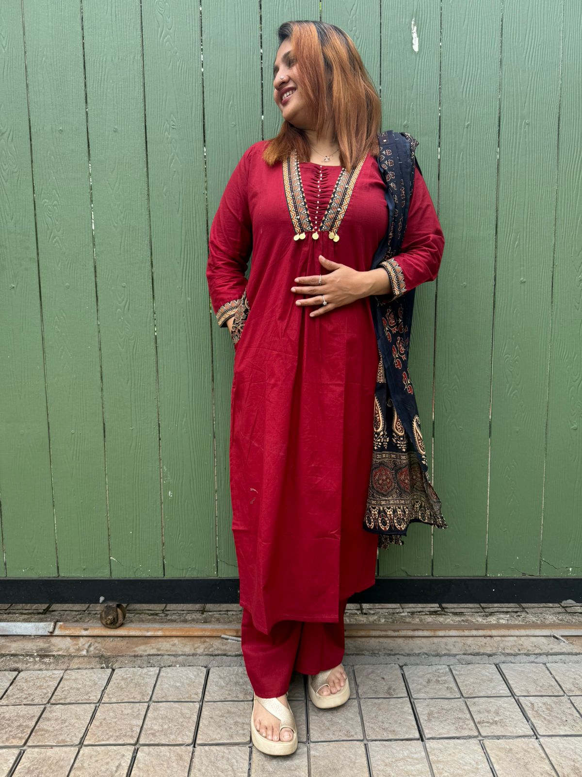 DEEP MAROON COTTON FULL SALWAR SET - 30515