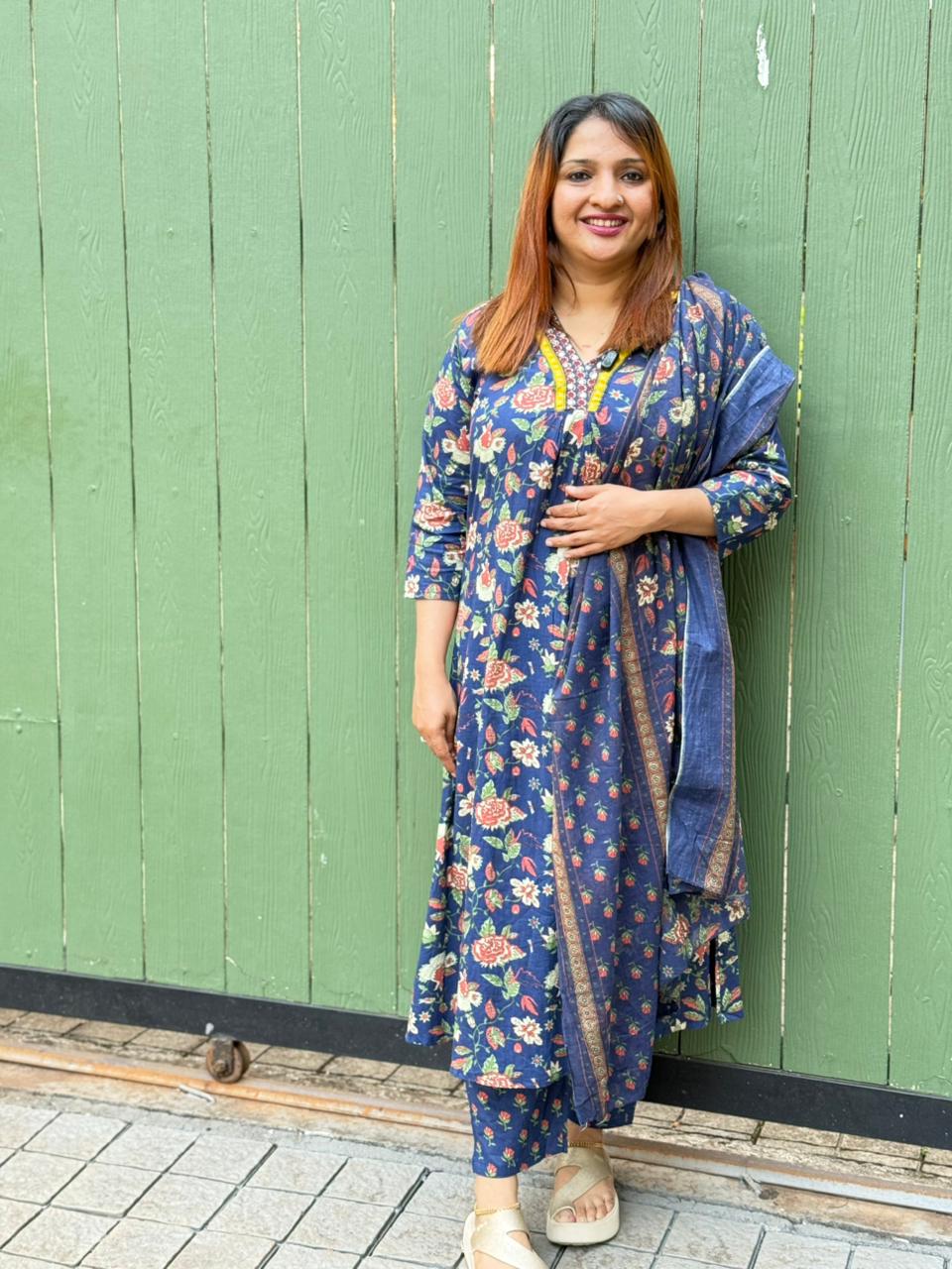 NAVY BLUE COTTON FULL SALWAR SET - 30561