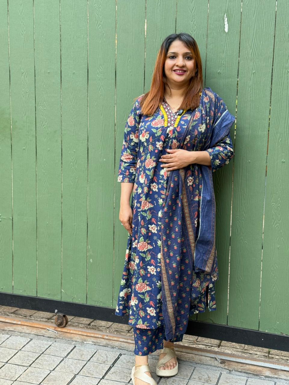NAVY BLUE COTTON FULL SALWAR SET - 30561