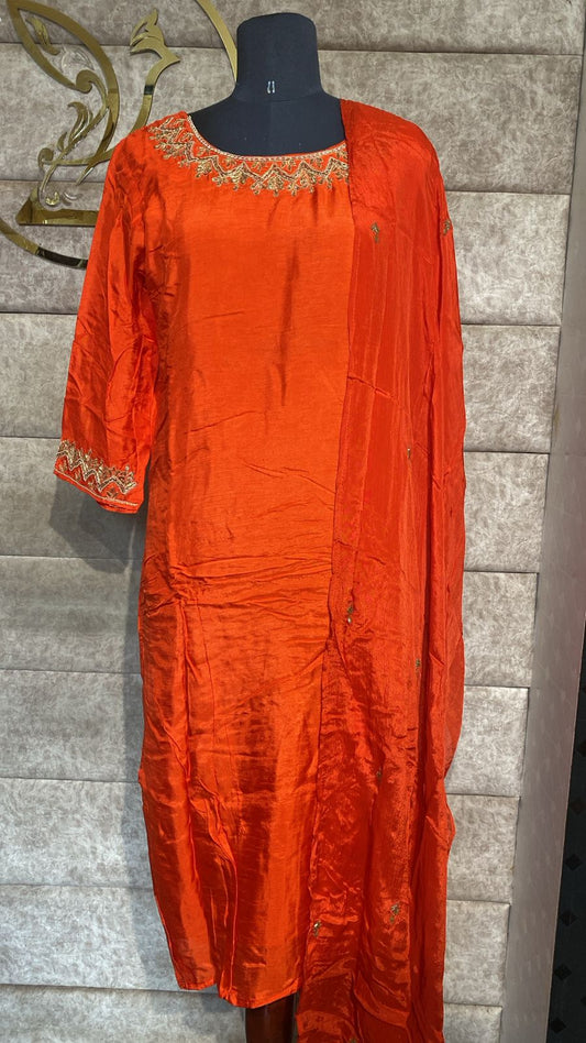 (OFFER) ORANGE SILK FULL SALWAR SET- 2502