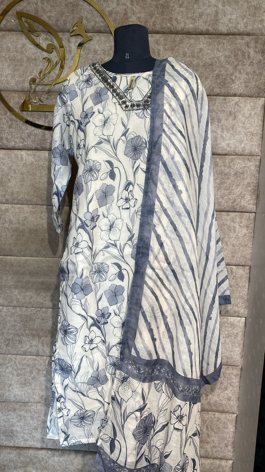 (OFFER) WHITE FULL SALWAR SET - 2735