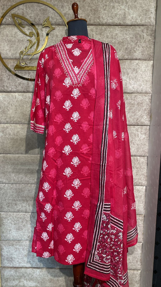 (OFFER) PINK COTTON FULL SALWAR SET - 2799