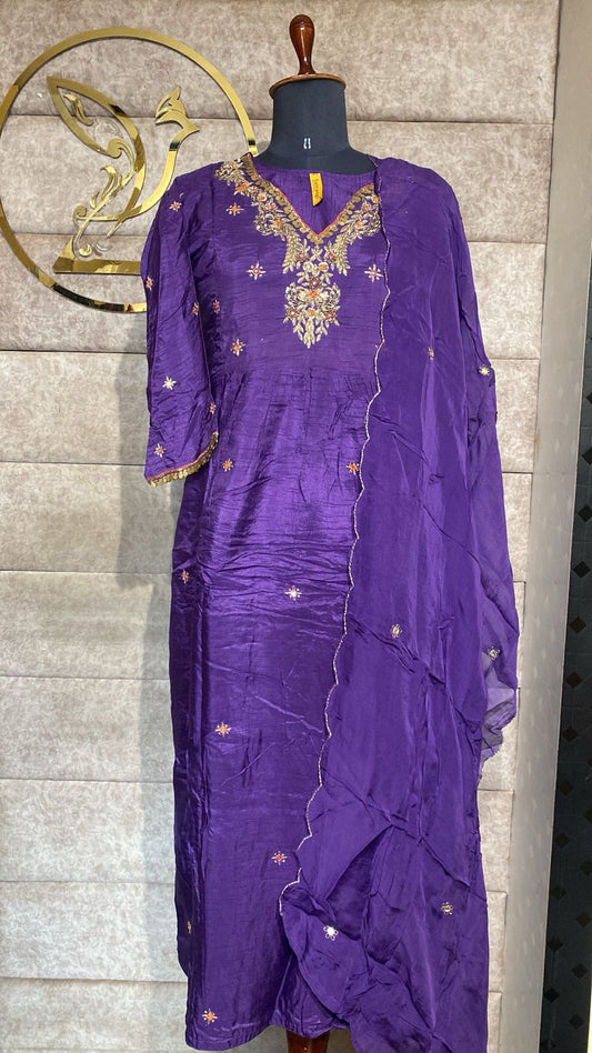 (OFFER) VIOLET SILK FULL SALWAR SET- 2640