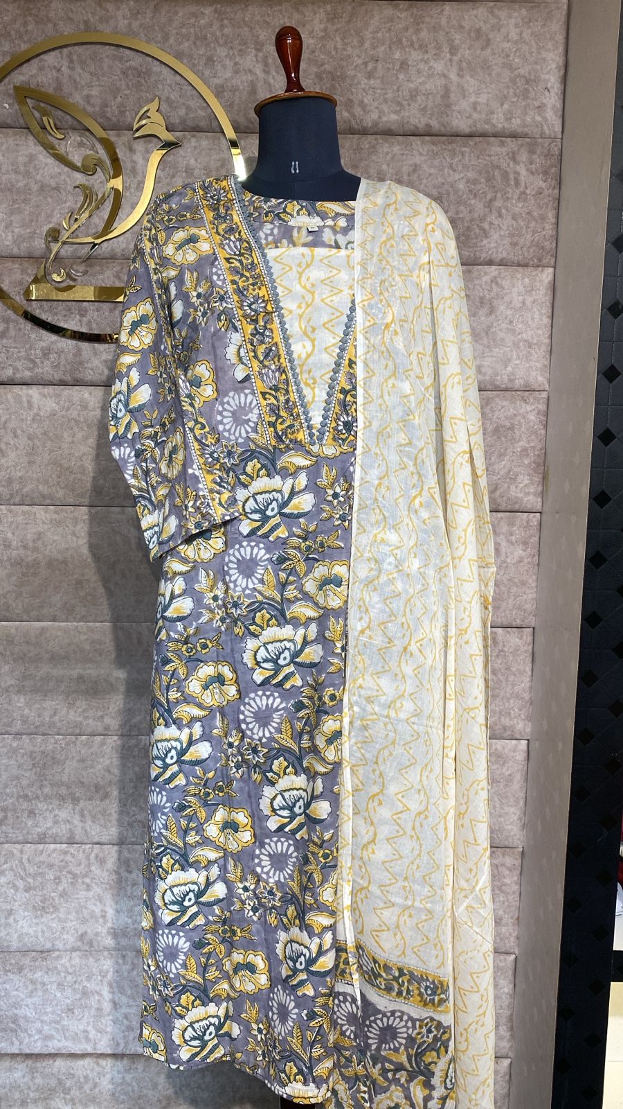 (OFFER) COTTON GRAY FULL SALWAR SET- 2807