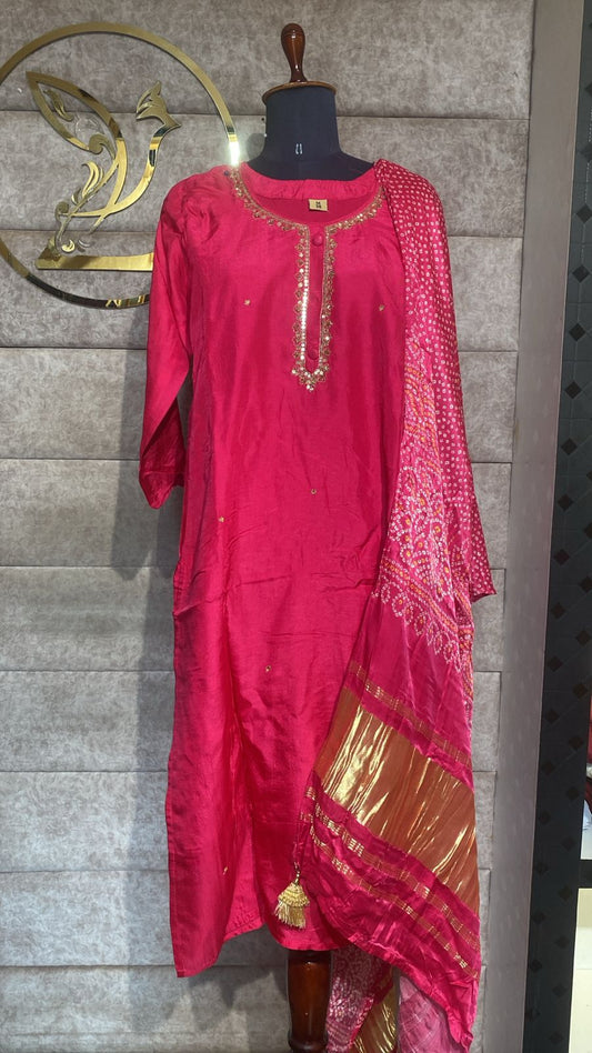 (OFFER) PINK SILK FULL SALWAR SET- 2680