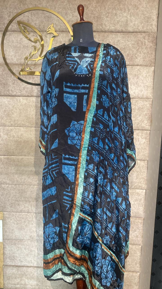 (OFFER) BLACK CREPE FULL SALWAR SET - 2870