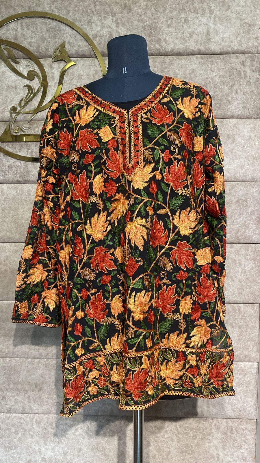 BLACK TOP GEORGETTE KASHMIRI AARI WORK - 30563