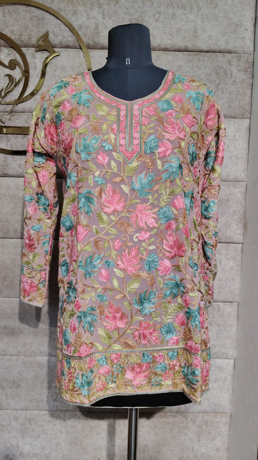 LIGHT PINK TOP GEORGETTE KASHMIRI AARI WORK - 30563