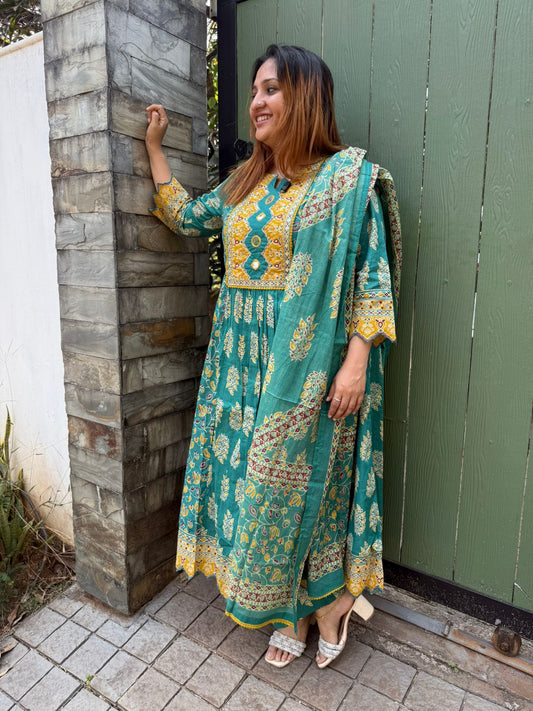 COTTON GREEN FULL SALWAR SET- 30610 (PREBOOKING: DISPATCH AFTER 25 DAYS)