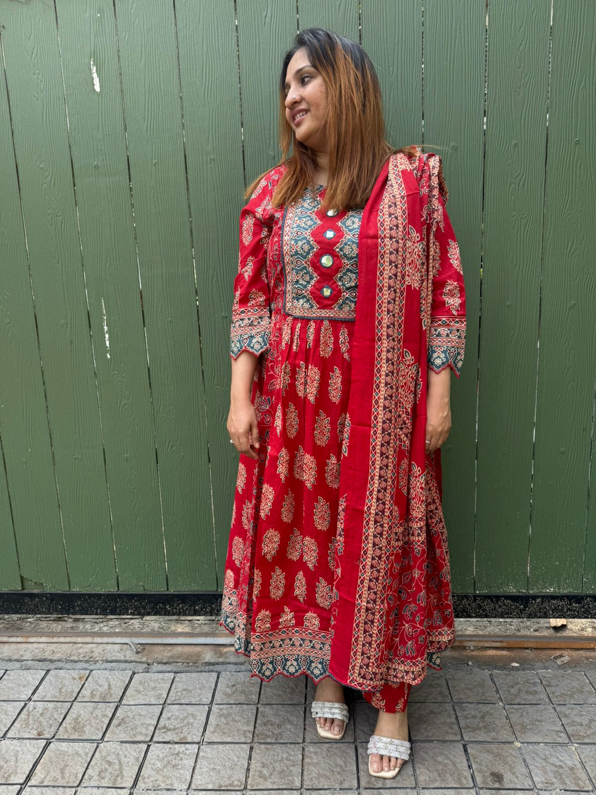 COTTON RED FULL SALWAR SET- 30611