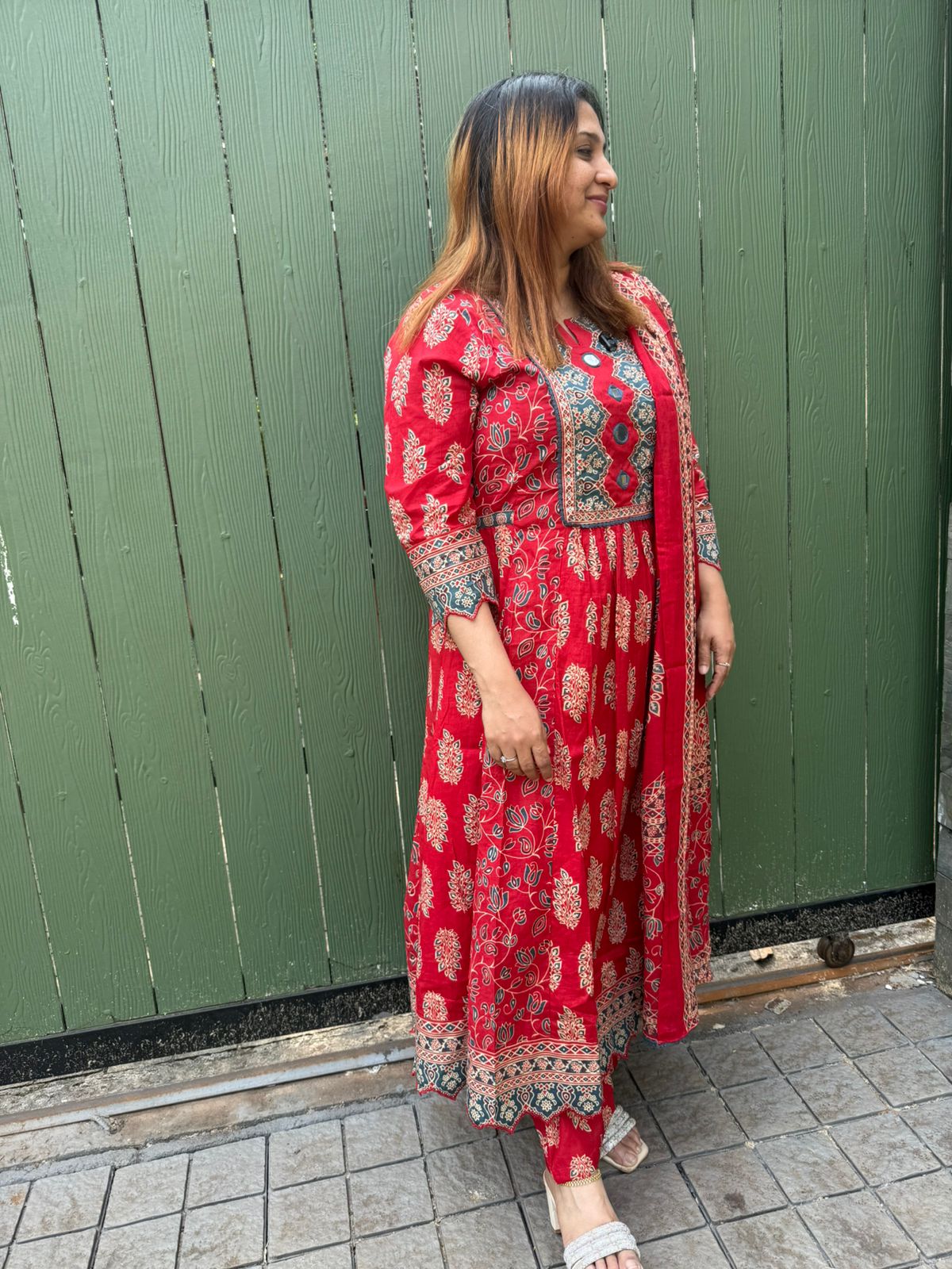 COTTON RED FULL SALWAR SET- 30611