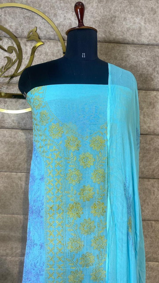 POWDER BLUE GEORGETTE TOP AND DUPATTA SALWAR MATERIAL - 30619 (WITHOUT BOTTOM)