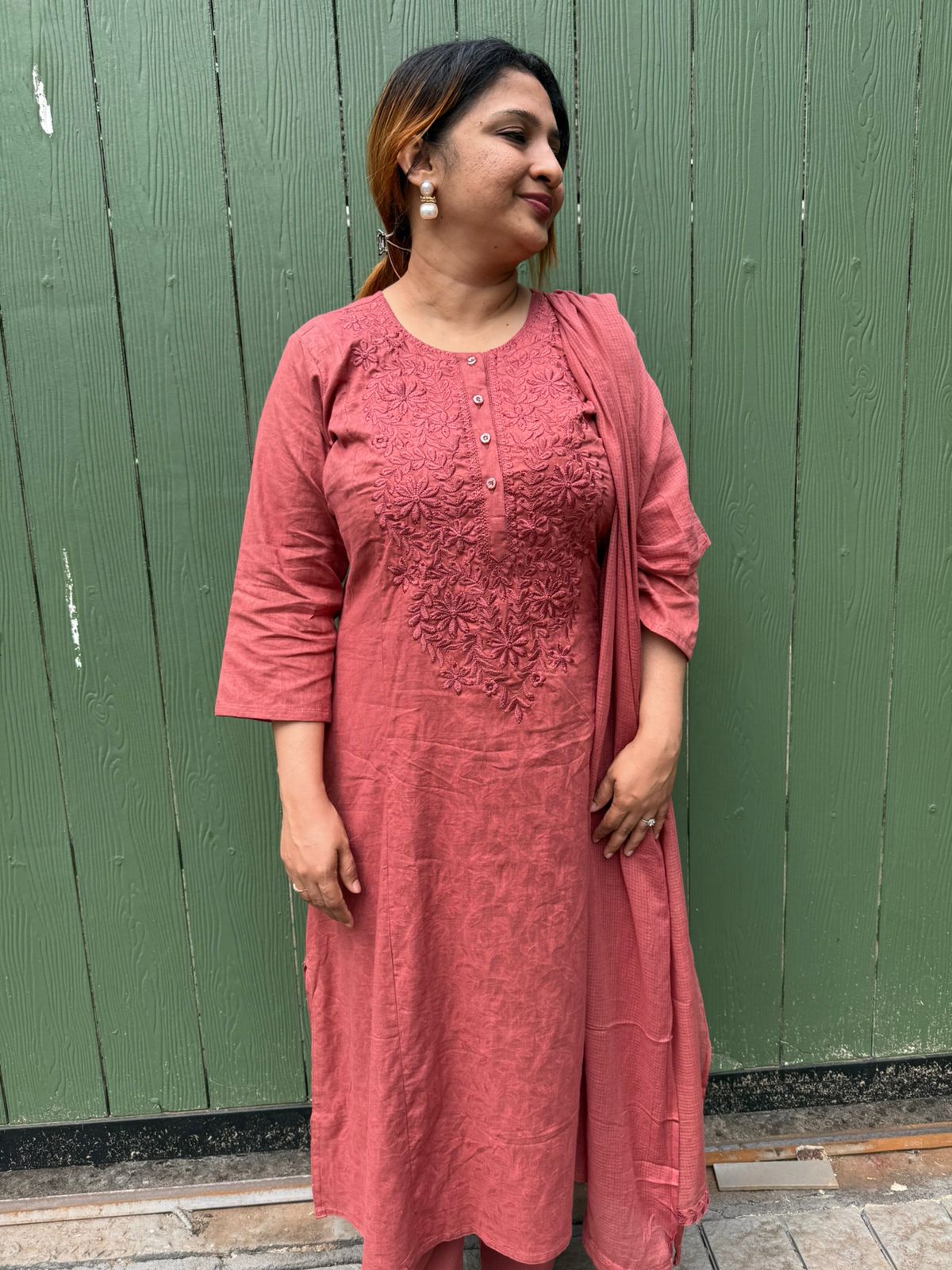 DUSTY ROSE CHIKANKARI FULL SALWAR SET - 30627