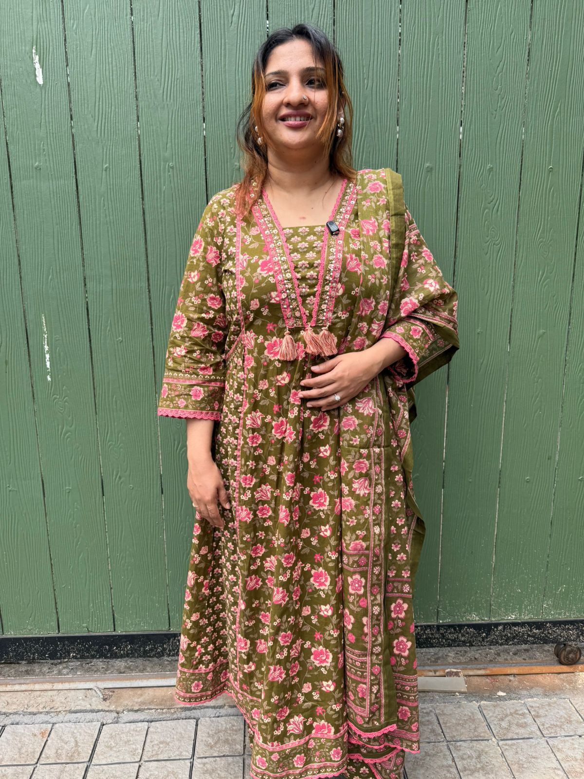 COTTON MAHANDI GREEN FULL SALWAR SET -30598