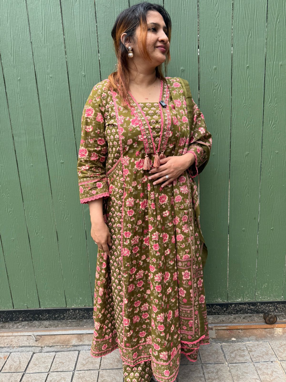 COTTON MAHANDI GREEN FULL SALWAR SET -30598