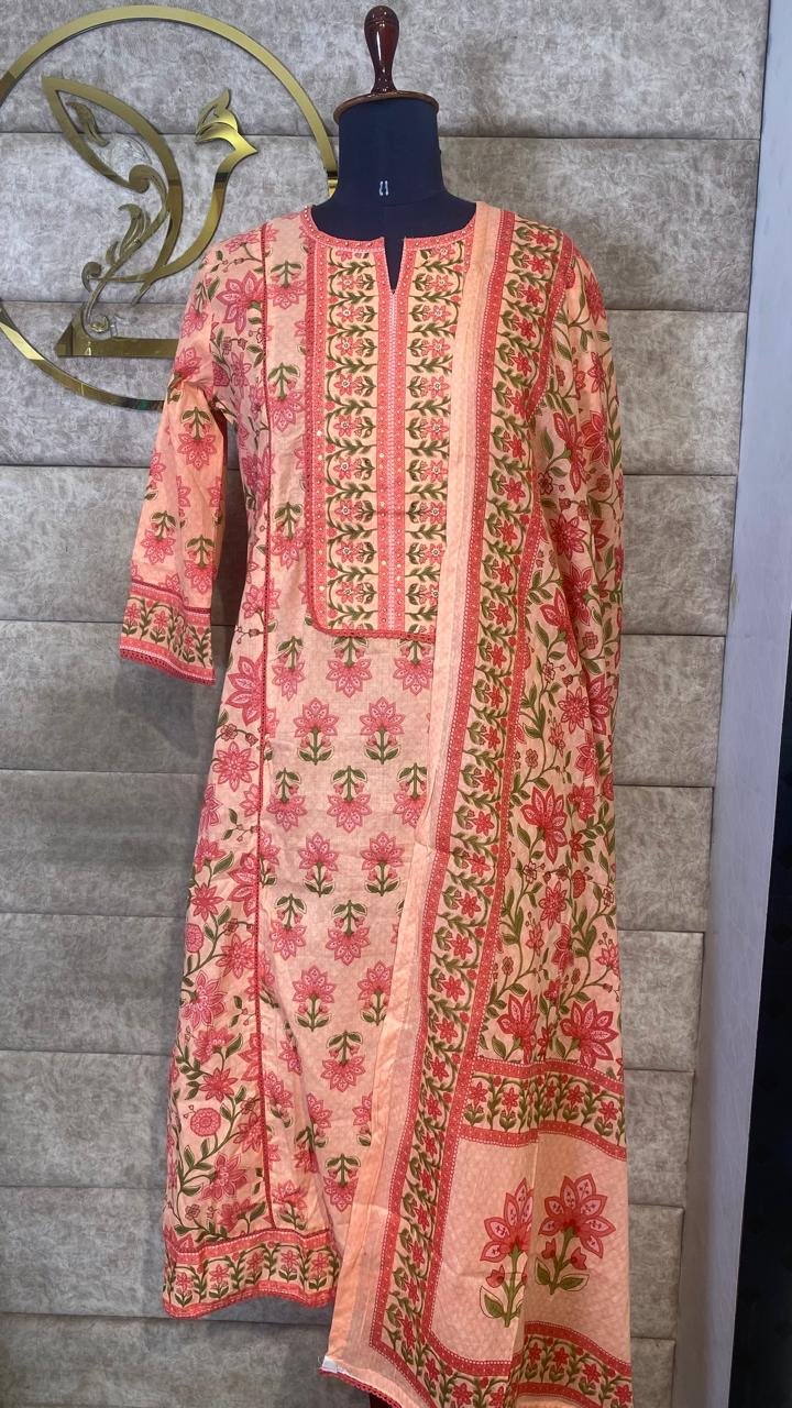 COTTON PEACH FULL SALWAR SET - 30632
