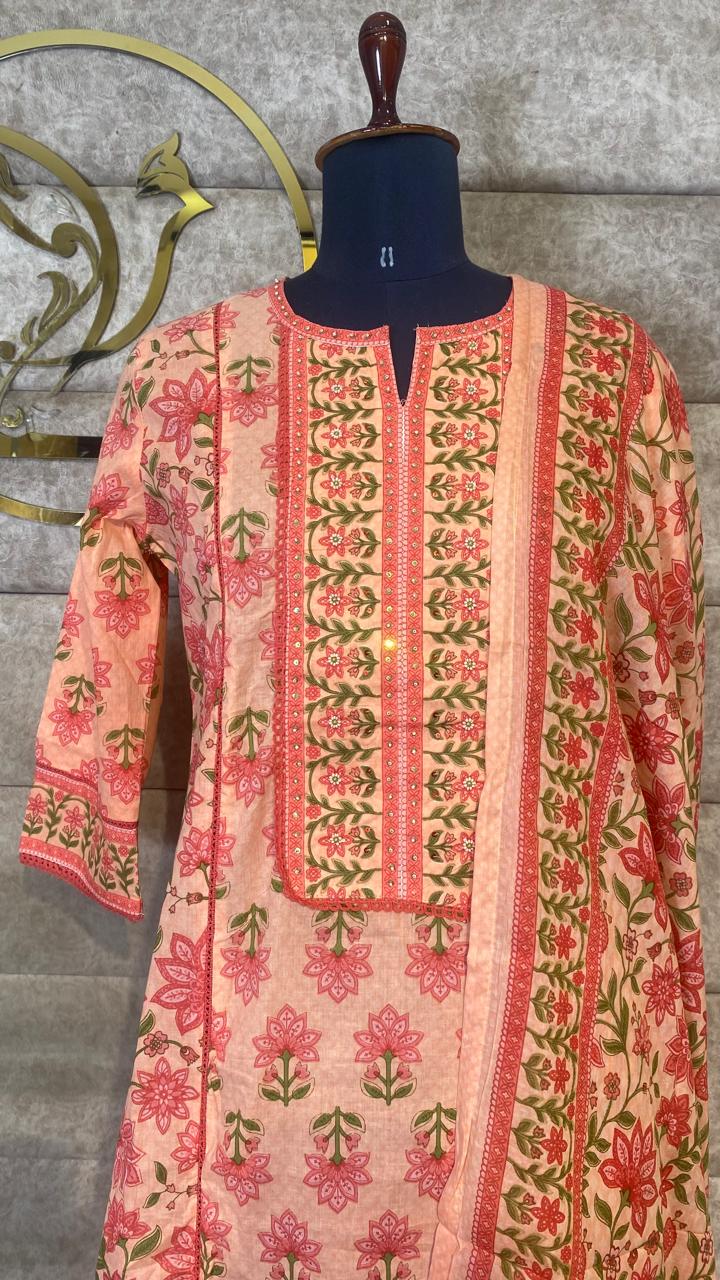 COTTON PEACH FULL SALWAR SET - 30632