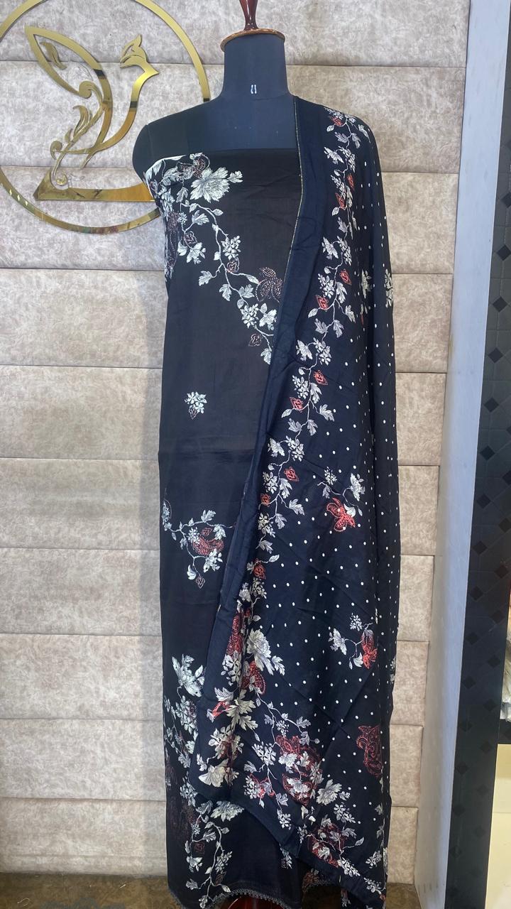 BLACK COTTON FULL SALWAR MATERIAL - 30566