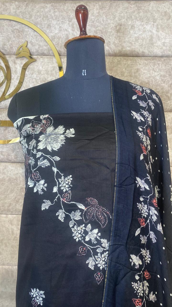 BLACK COTTON FULL SALWAR MATERIAL - 30566
