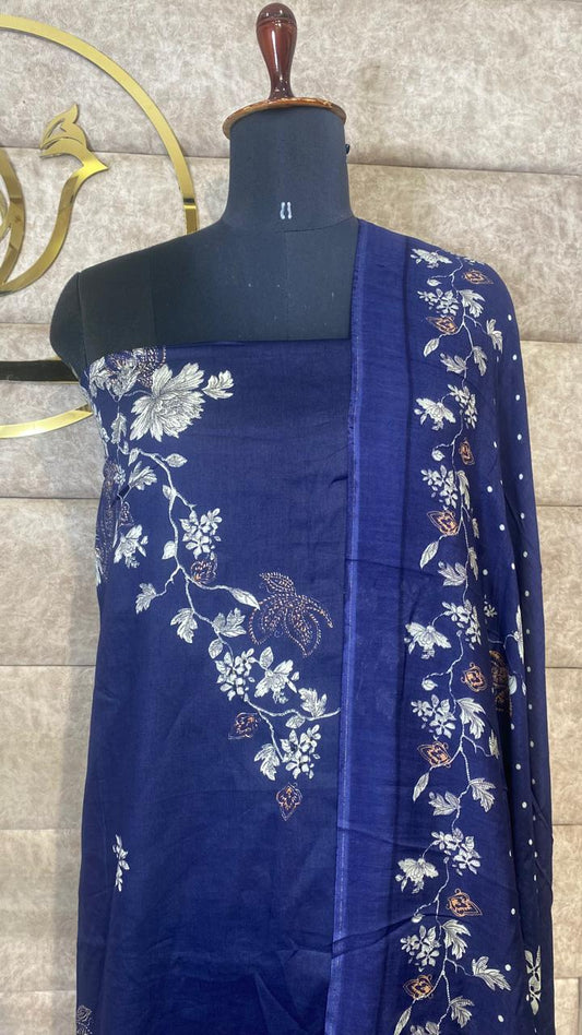 DARK BLUE COTTON FULL SALWAR MATERIAL - 30566