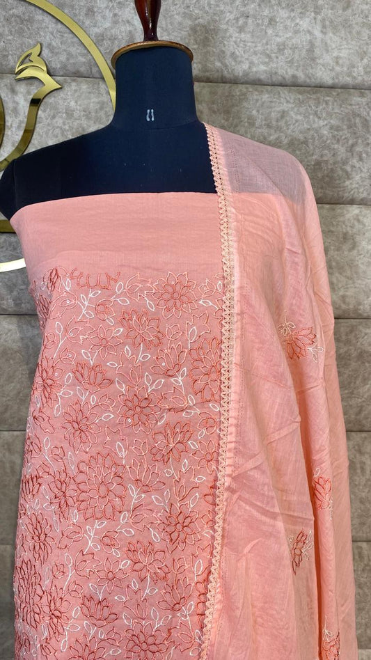 COTTON PASTEL PEACH  FULL SALWAR MATERIAL- 30577