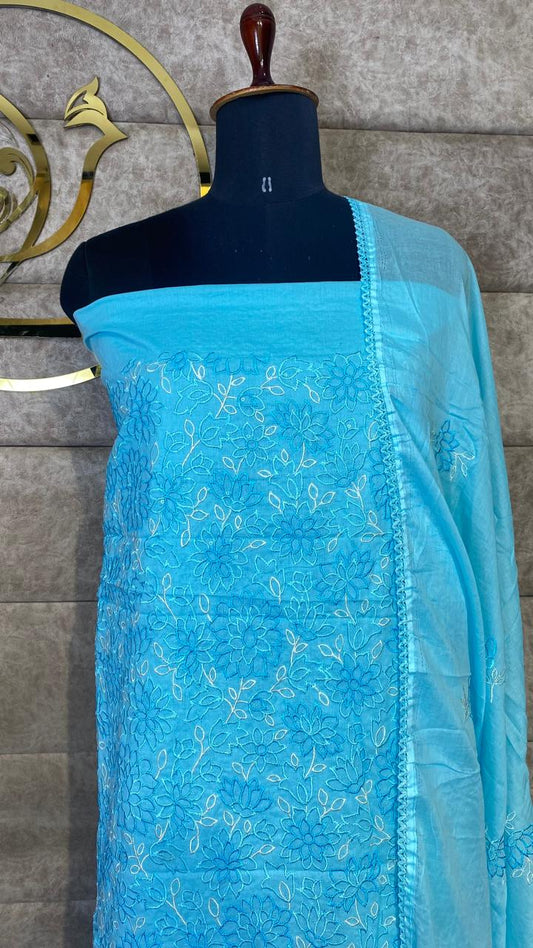 COTTON PASTEL BLUE FULL SALWAR MATERIAL- 30577