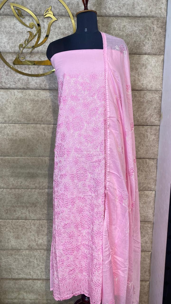 COTTON PASTEL PINK  FULL SALWAR MATERIAL- 30577