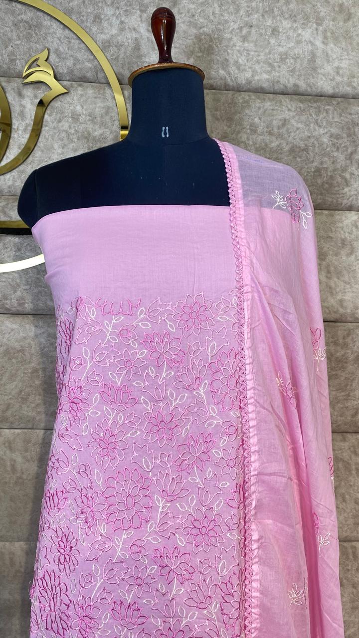 COTTON PASTEL PINK  FULL SALWAR MATERIAL- 30577