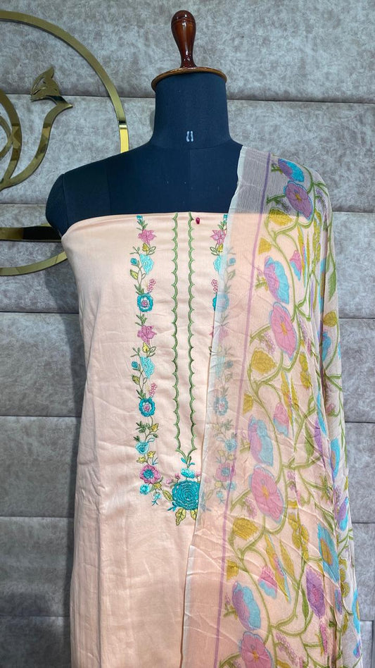PASTEL PEACH COTTON  FULL SALWAR MATERIAL - 30574