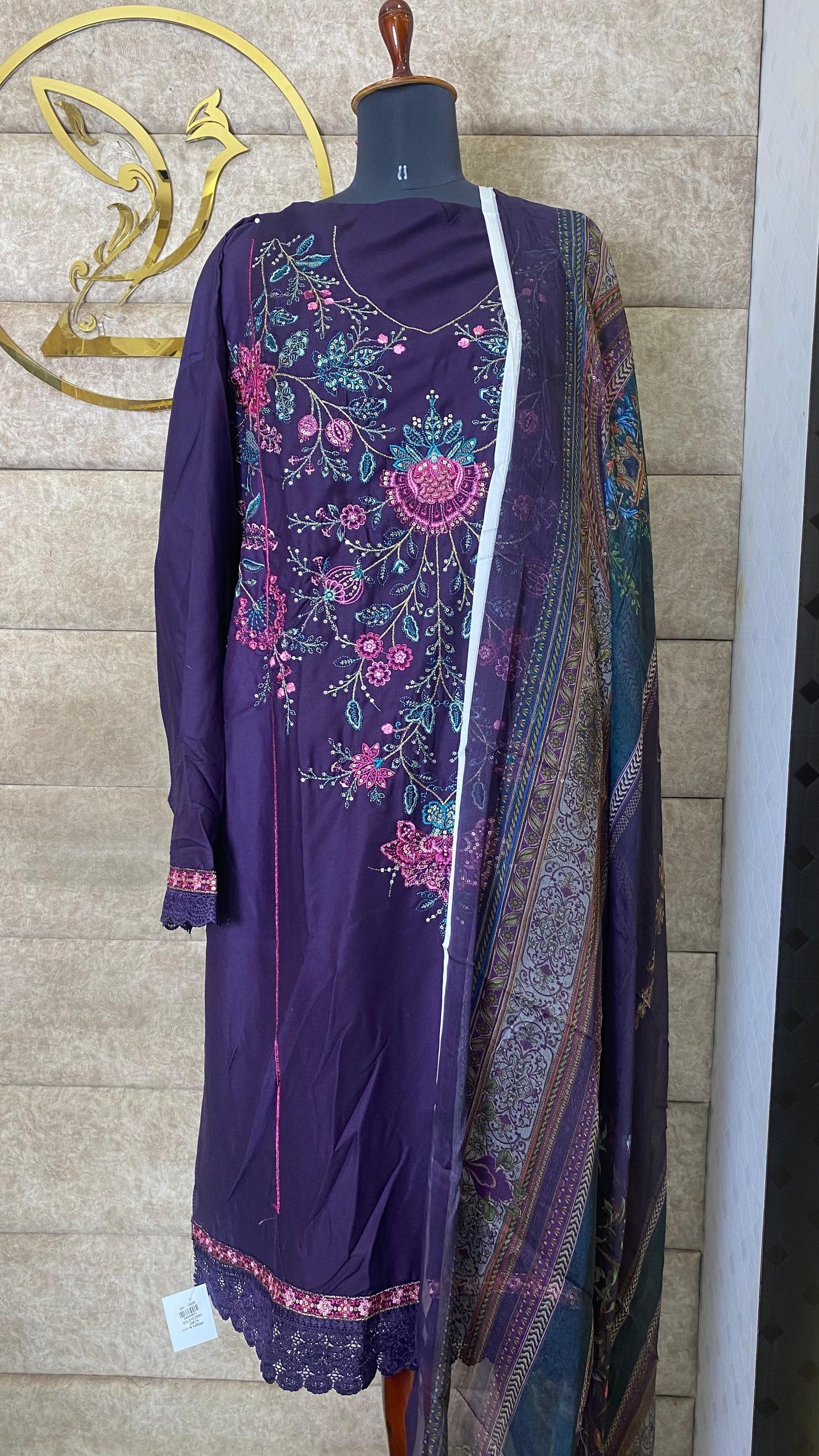 RAYON PURPLE PAKISTANI FULL SALWAR MATERIAL - 30651