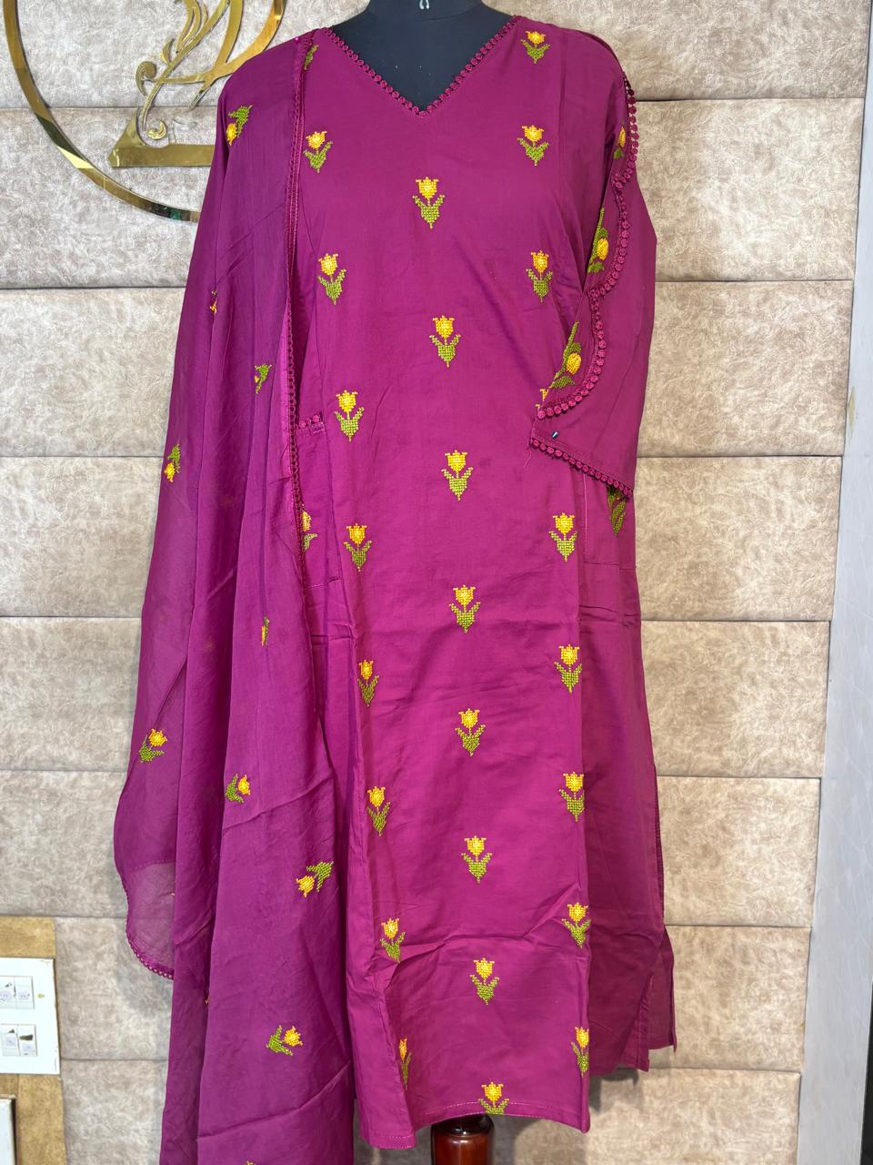 RANI PINK COTTON SALWAR SET - 30635