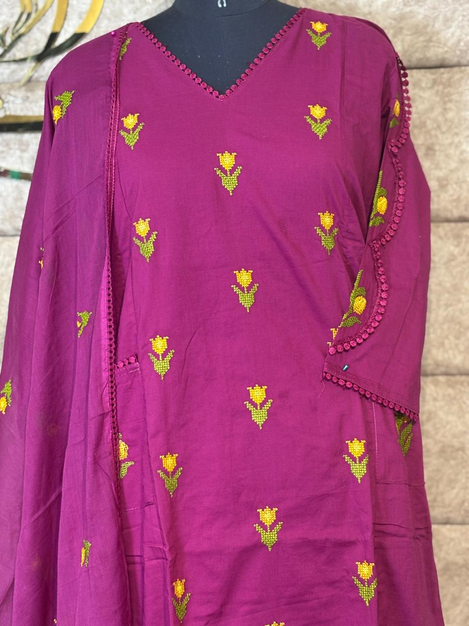 RANI PINK COTTON SALWAR SET - 30635