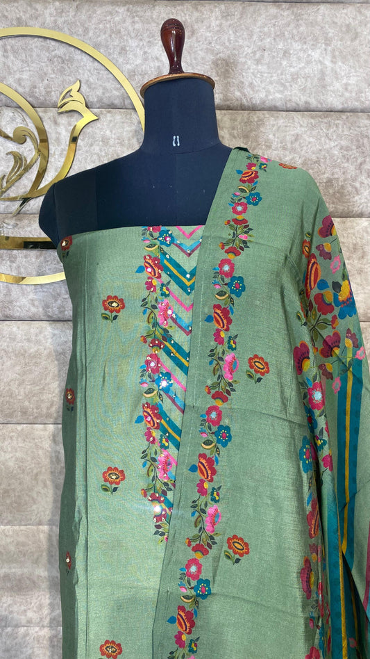 GREEN SEMI MUSLIN FULL SALWAR SET - 30656