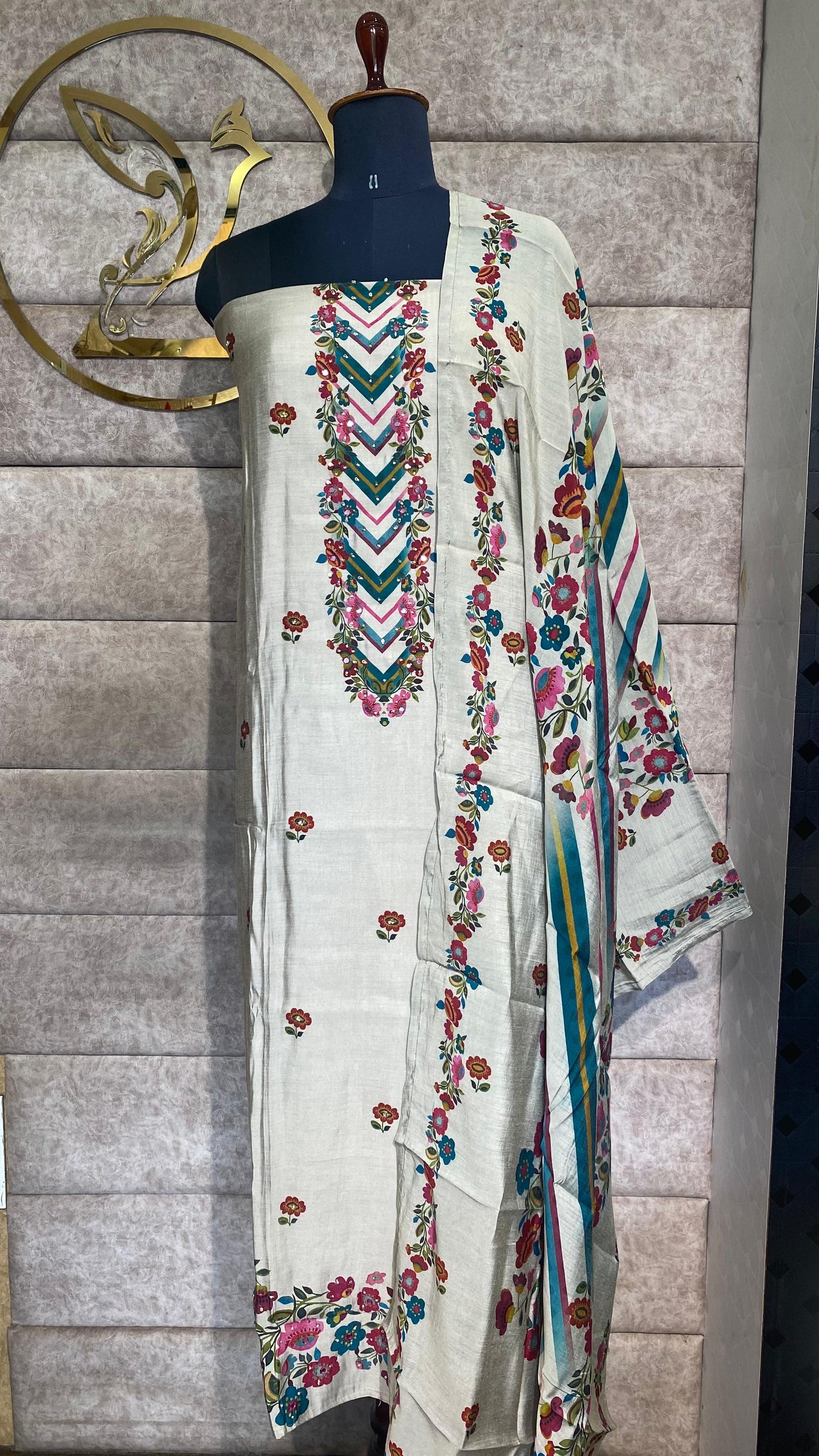 ASH SEMI MUSLIN FULL SALWAR SET - 30656