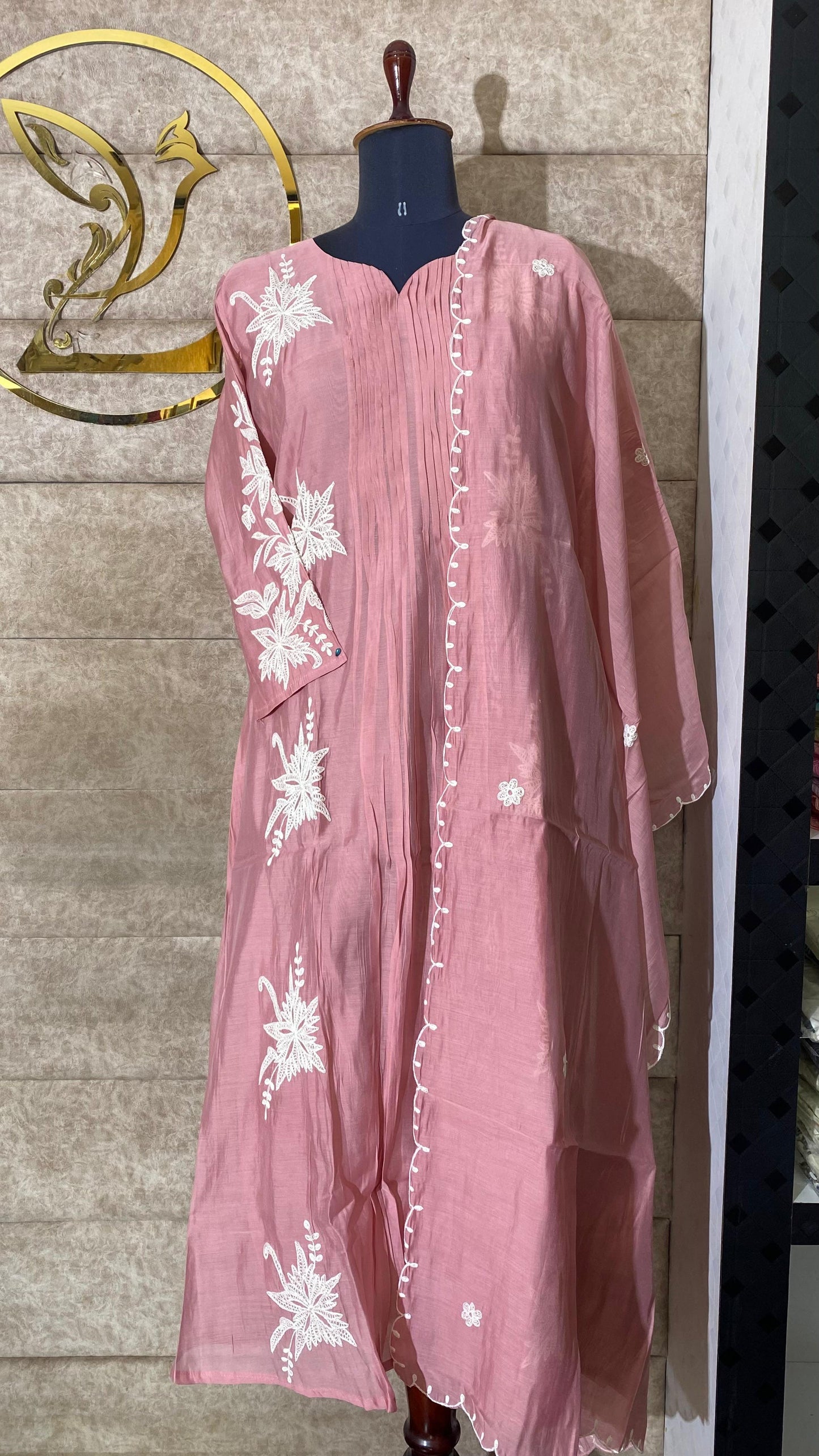 DUSTY PINK SEMI MULCHANDERI FULL SALWAR SET - 30663