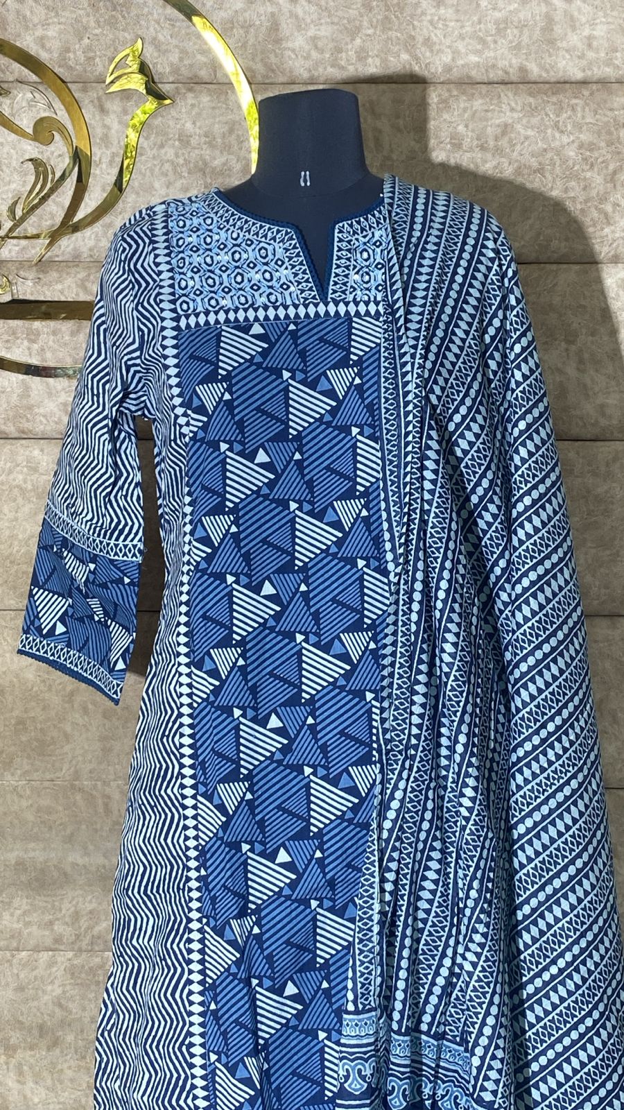 INDIGO BLUE COTTON FULL SALWAR SET - 30669