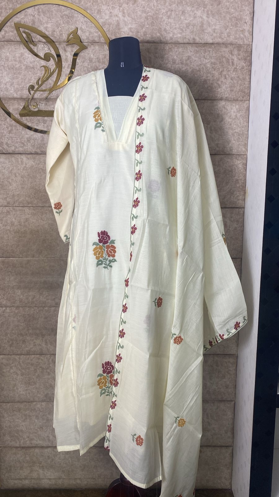 CREAM FULL SALWAR SET - 30678