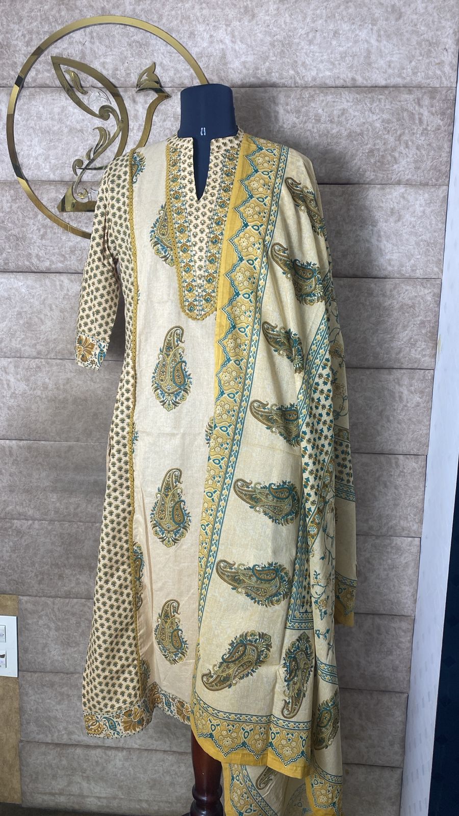 LIGHT BEIGE COTTON FULL SALWAR SET - 30679
