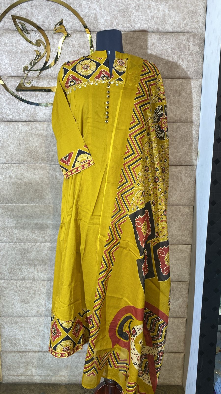 MUSTARD YELLOW COTTON FULL SALWAR SET - 30684