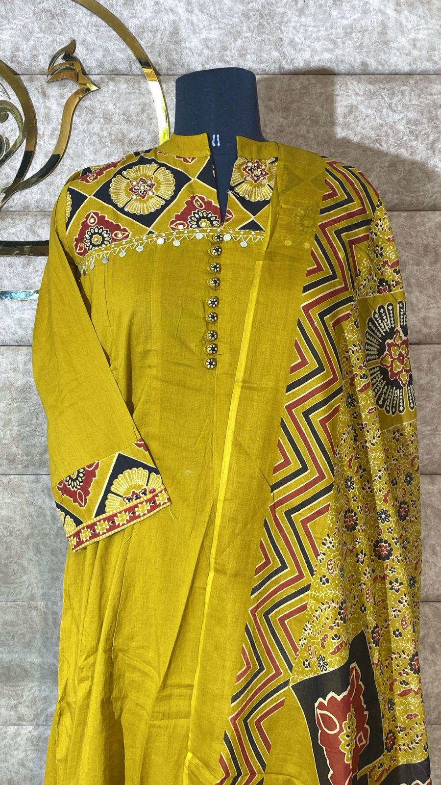 MUSTARD YELLOW COTTON FULL SALWAR SET - 30684